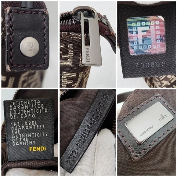 Vintage Fendi Zucchino FF Monogram Canvas Tote Bag Brown Leather Trim Italy - Picture 4 of 10